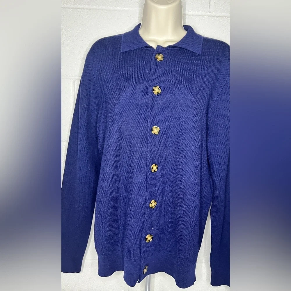 John Henric Sweden 100% marina wool Navy sweater/cardigan men’s Medium